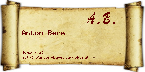 Anton Bere névjegykártya